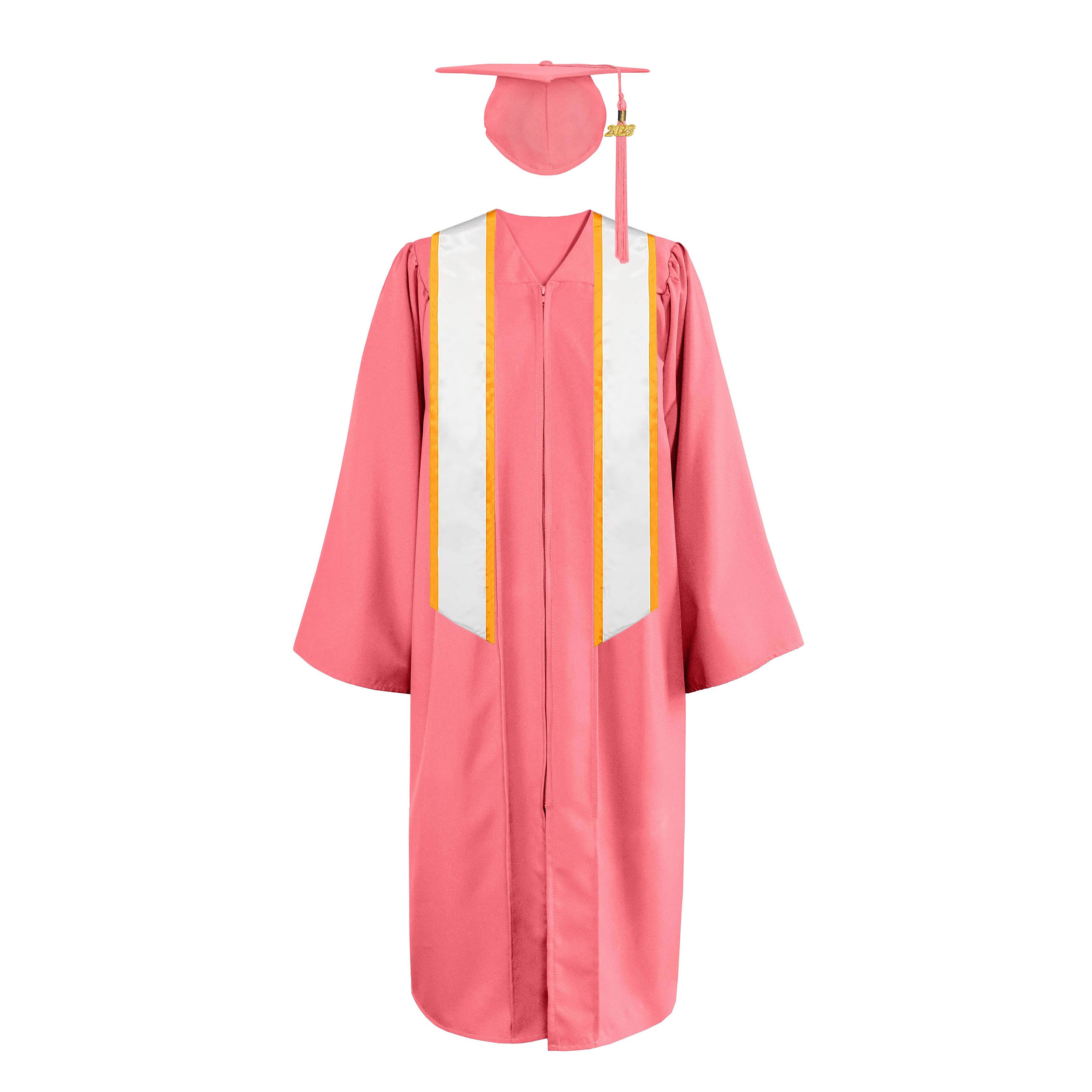 Matte Cap, Gown, Tassel ,Honor Stole Angled End with Trim 72”-CA graduation