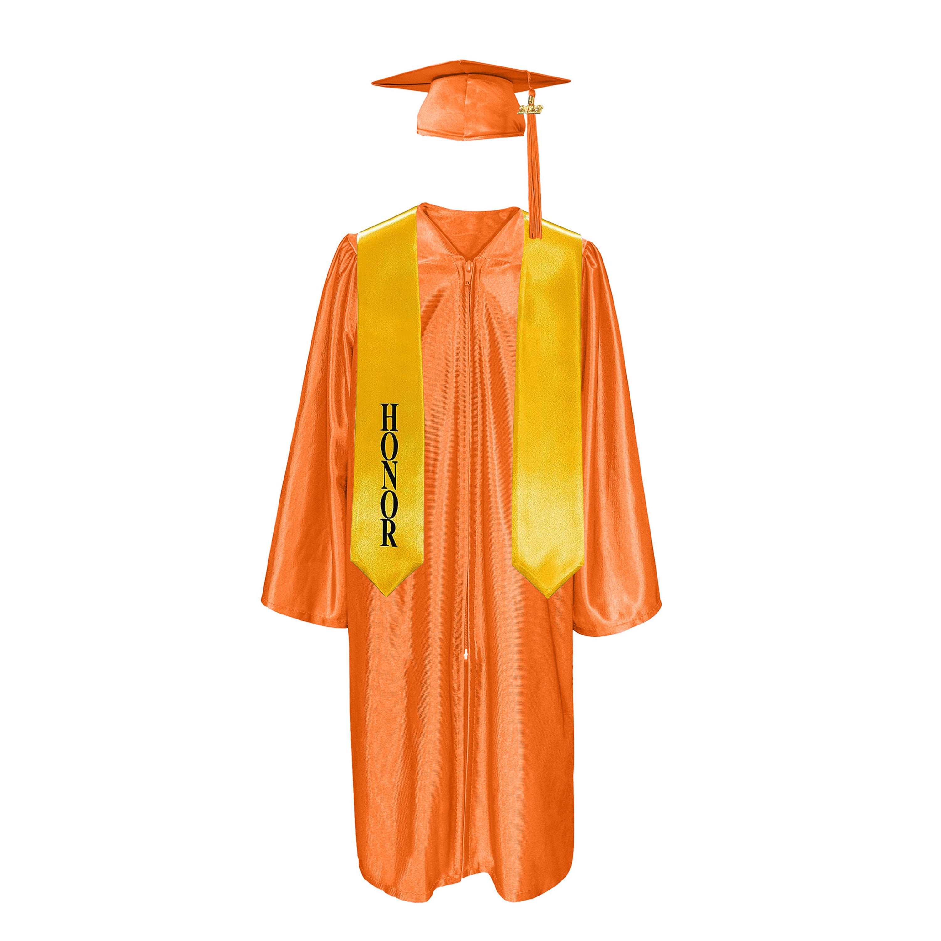 Shiny Cap With Tassel, Gown, & Honor Stole 60” Package| graduate graduation gown-CA graduation