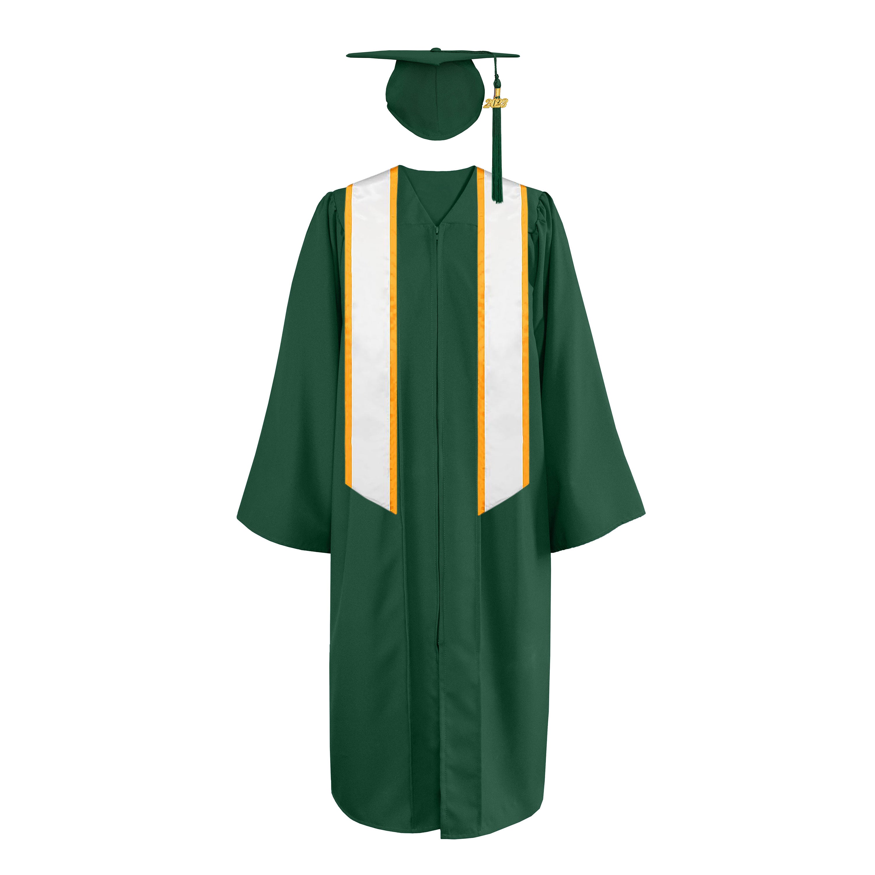 Matte Cap, Gown, Tassel ,Honor Stole Angled End with Trim 72”-CA graduation
