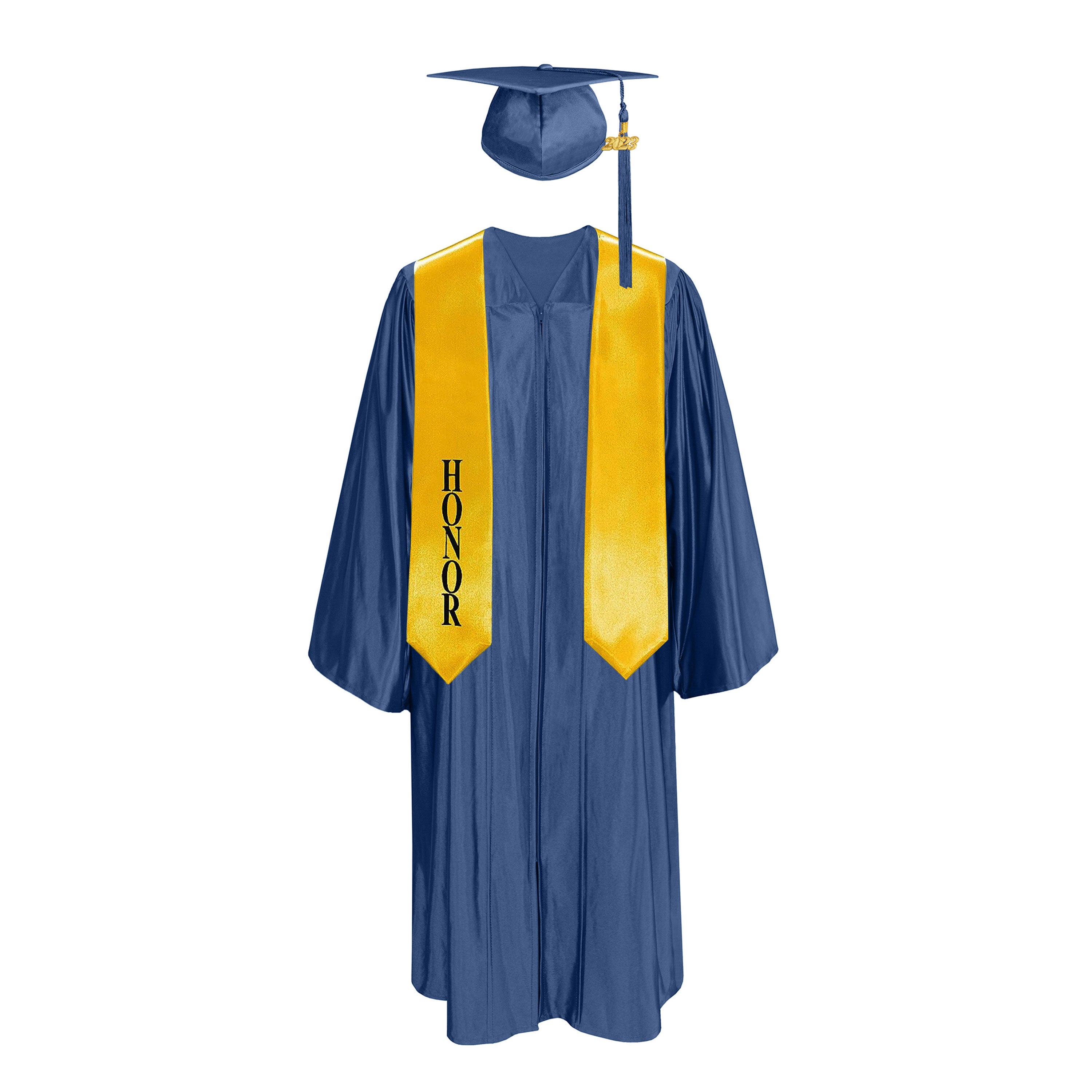 Shiny Cap With Tassel, Gown, & Honor Stole 60” Package| graduate graduation gown-CA graduation