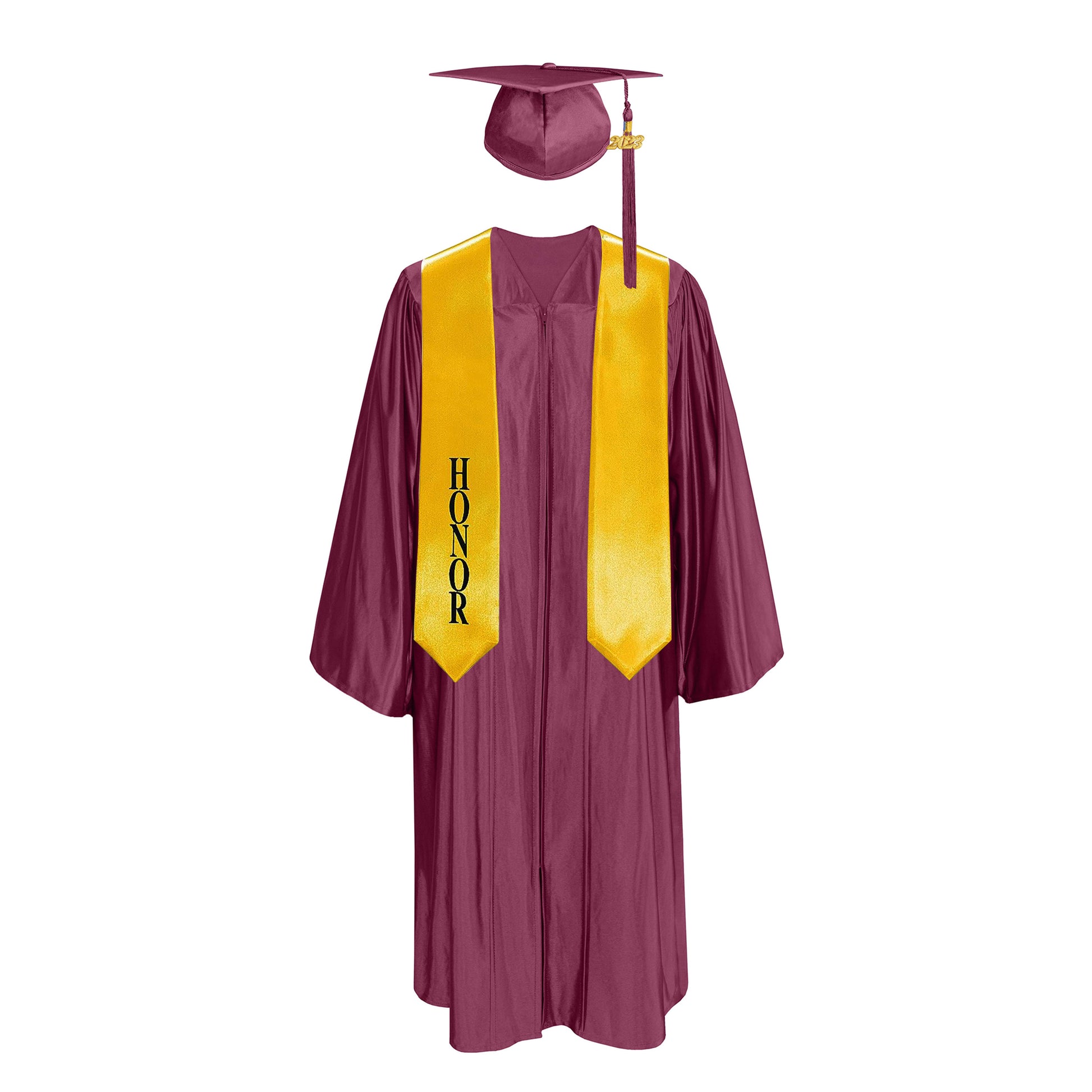 Shiny Cap With Tassel, Gown, & Honor Stole 60” Package| graduate graduation gown-CA graduation
