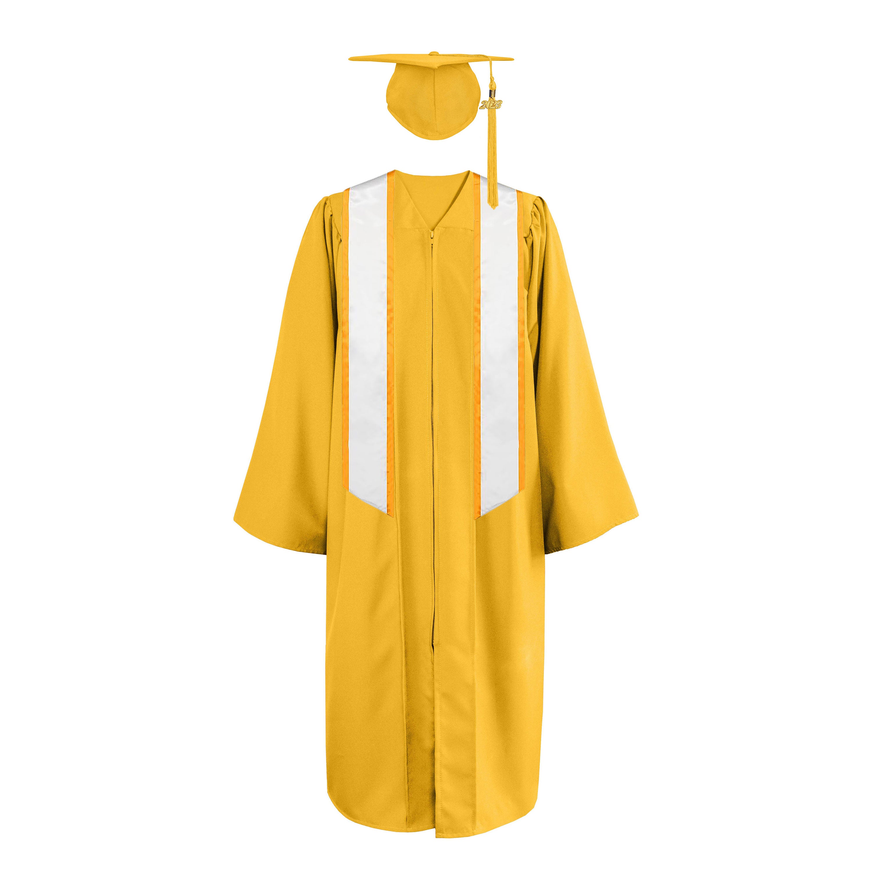 Matte Cap, Gown, Tassel ,Honor Stole Angled End with Trim 72”-CA graduation
