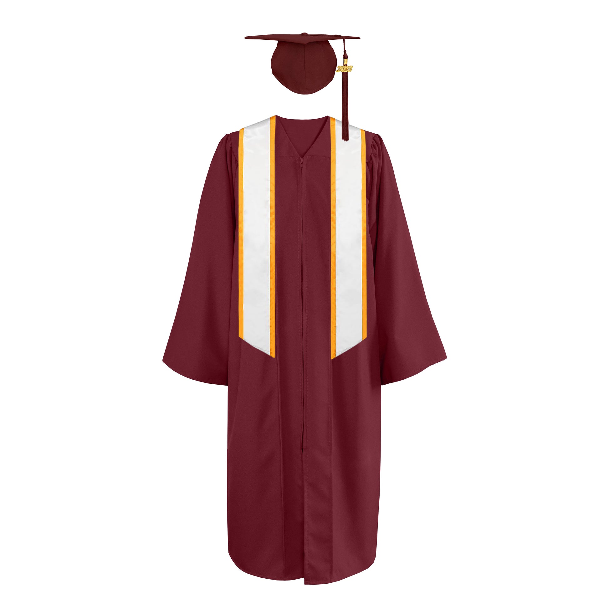 Matte Cap, Gown, Tassel ,Honor Stole Angled End with Trim 72”-CA graduation