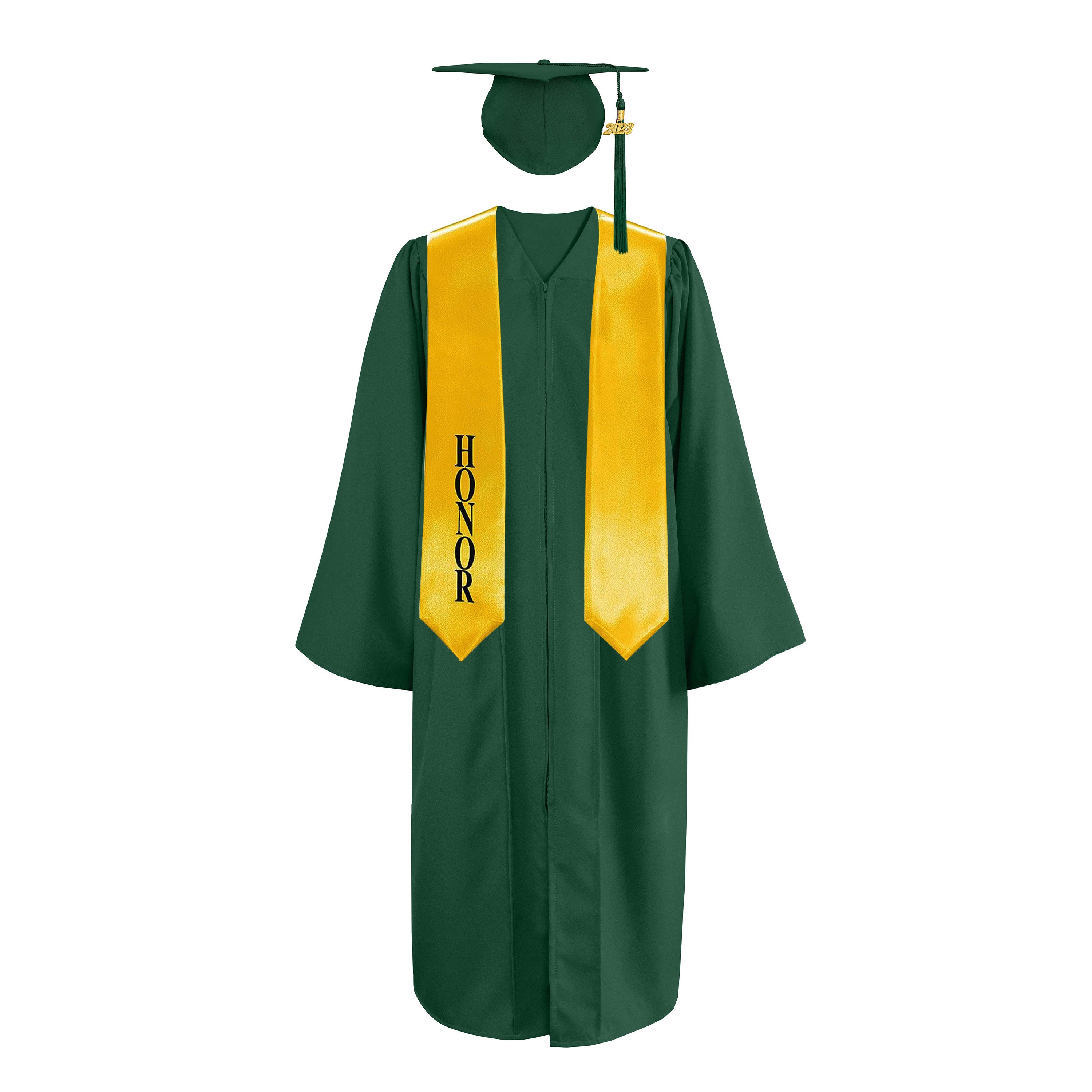 Matte Cap, Gown, Tassel & Honor Stole 60-inch Package for Graduation - CA Graduation Forest Green Matte Cap, Gown, Tassel & Honor Stole 60-inch Package for Graduation - CA Graduation Forest Green