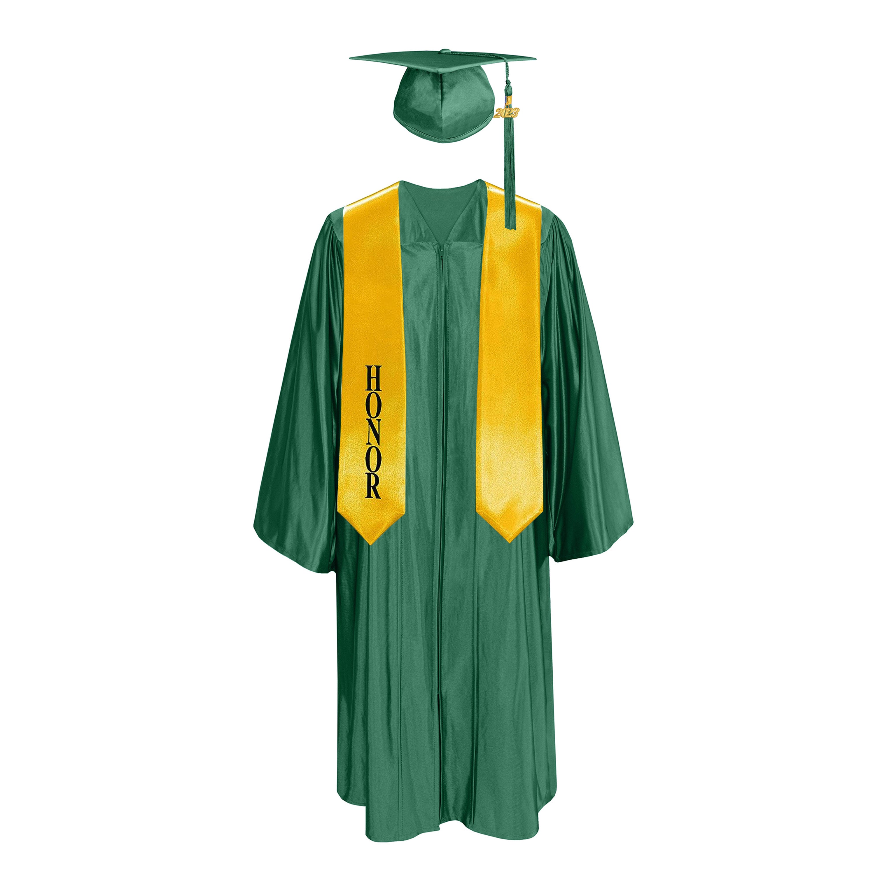 Shiny Cap With Tassel, Gown, & Honor Stole 60” Package| graduate graduation gown-CA graduation