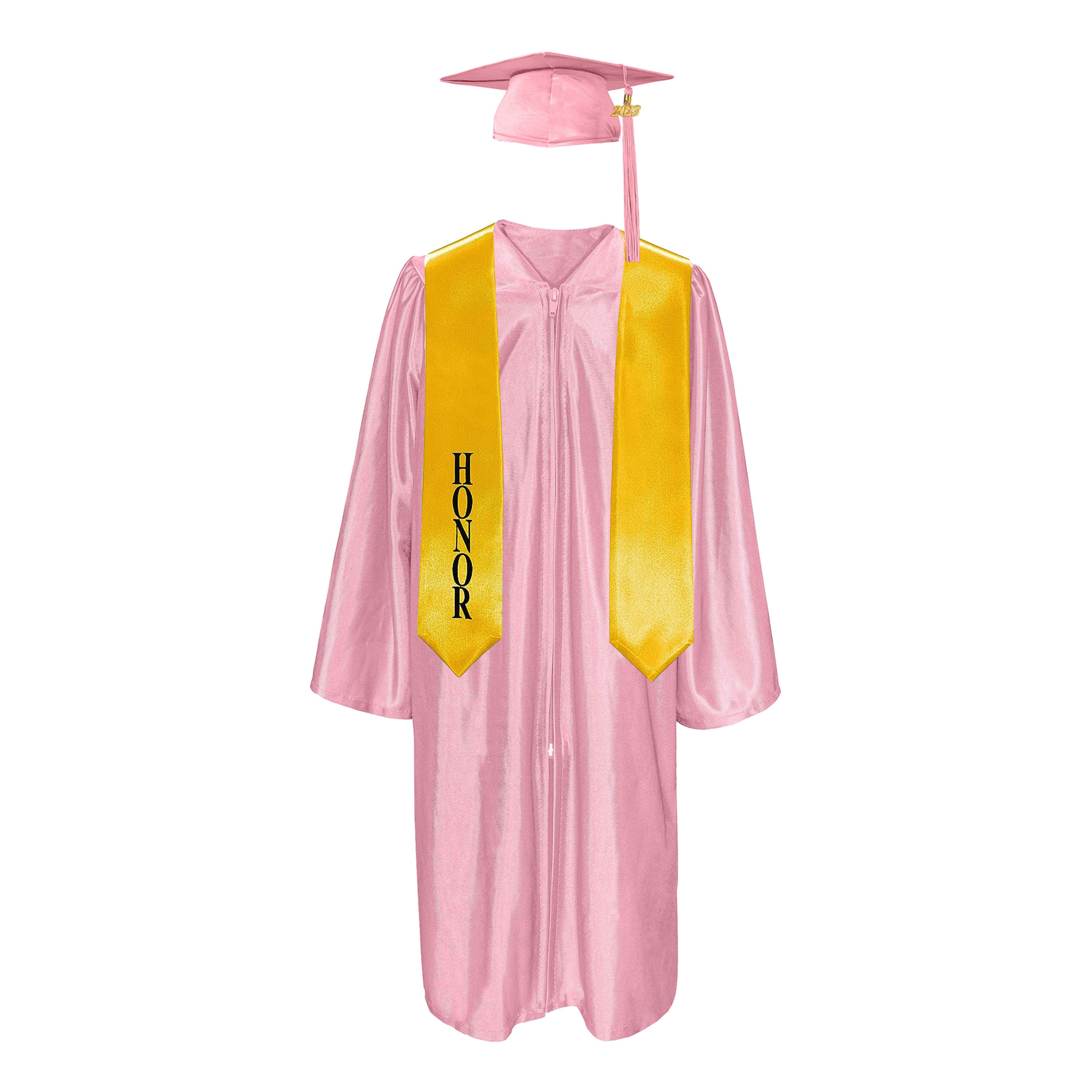 Shiny Cap With Tassel, Gown, & Honor Stole 60” Package| graduate graduation gown-CA graduation