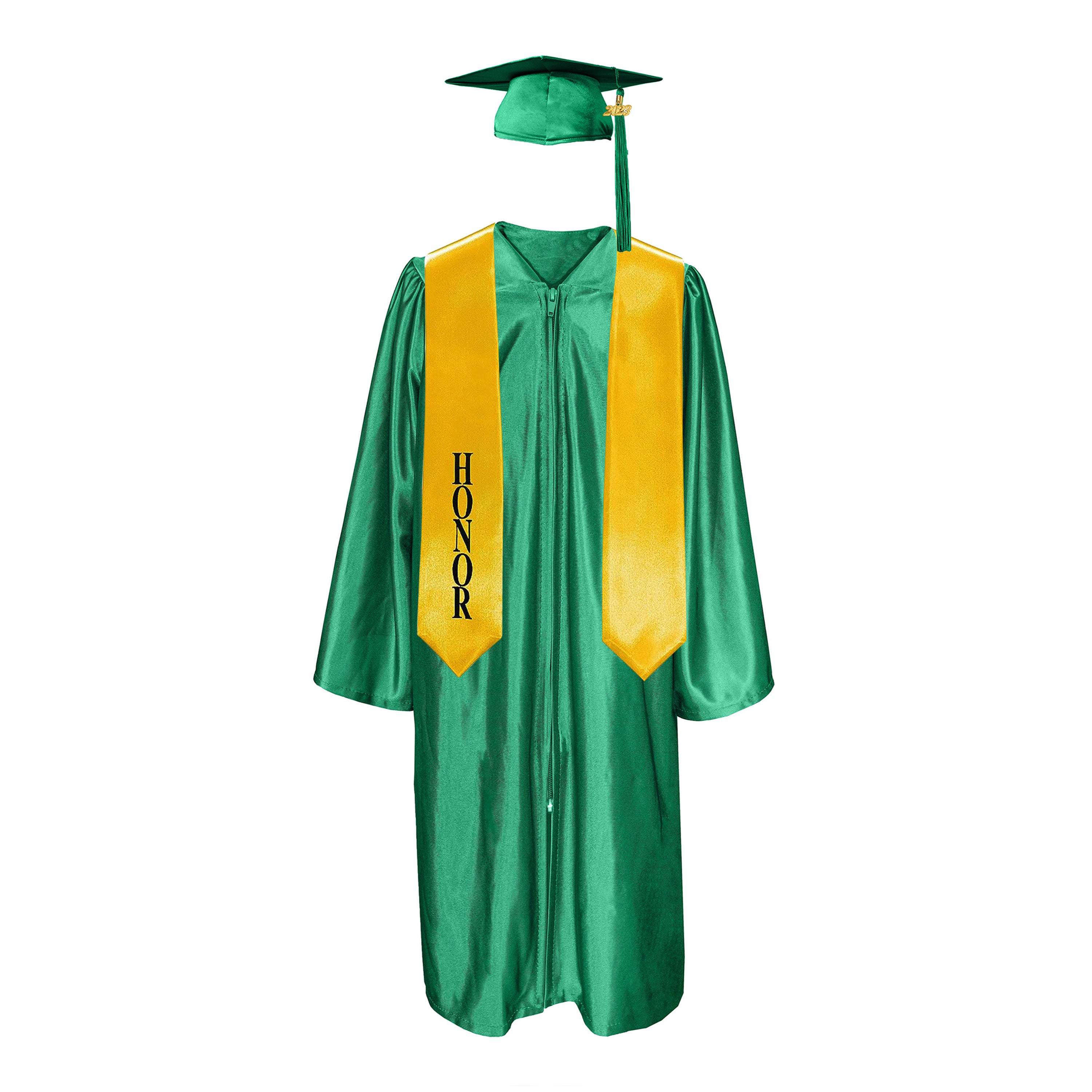 Shiny Cap With Tassel, Gown, & Honor Stole 60” Package| graduate graduation gown-CA graduation