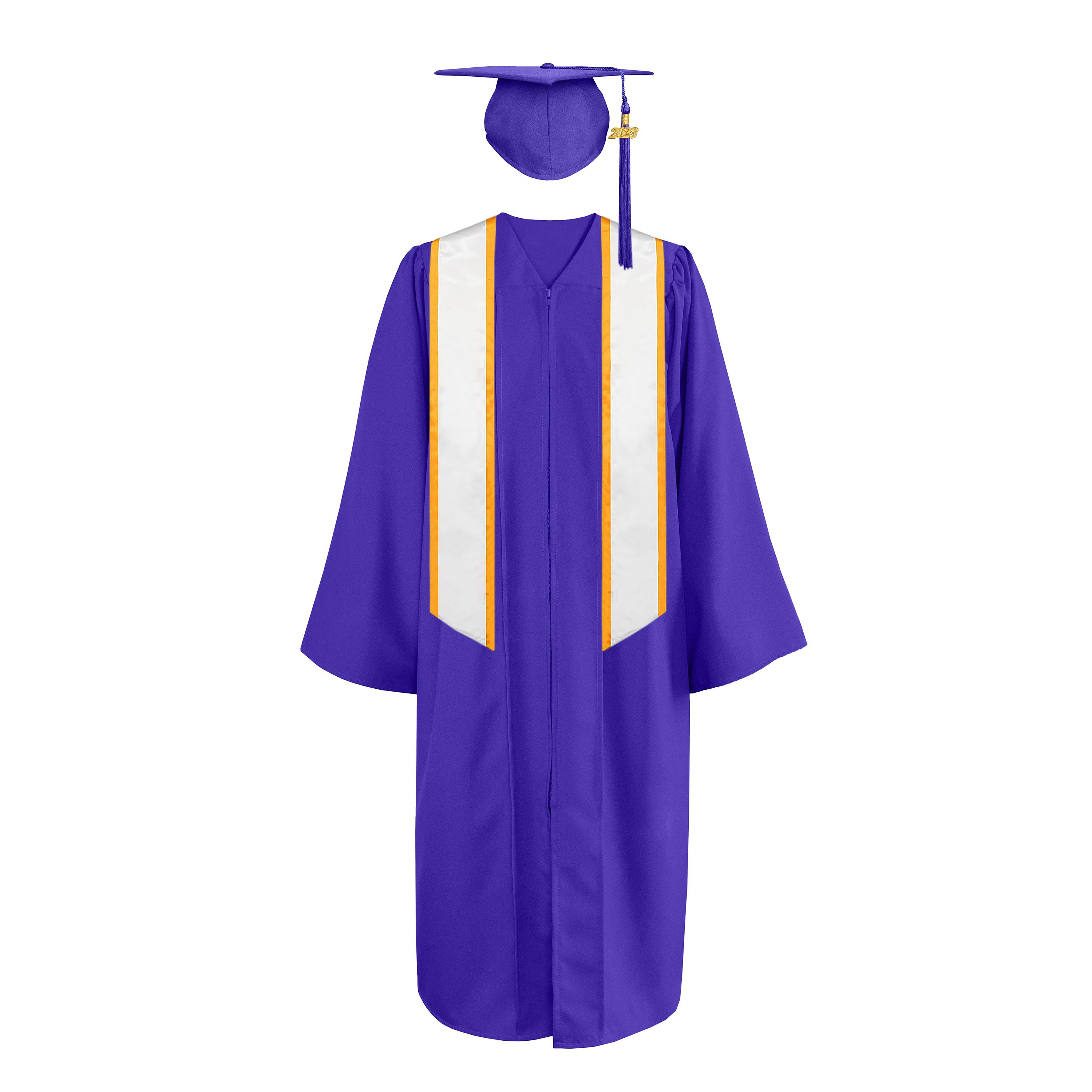 Matte Cap, Gown, Tassel ,Honor Stole Angled End with Trim 72”-CA graduation