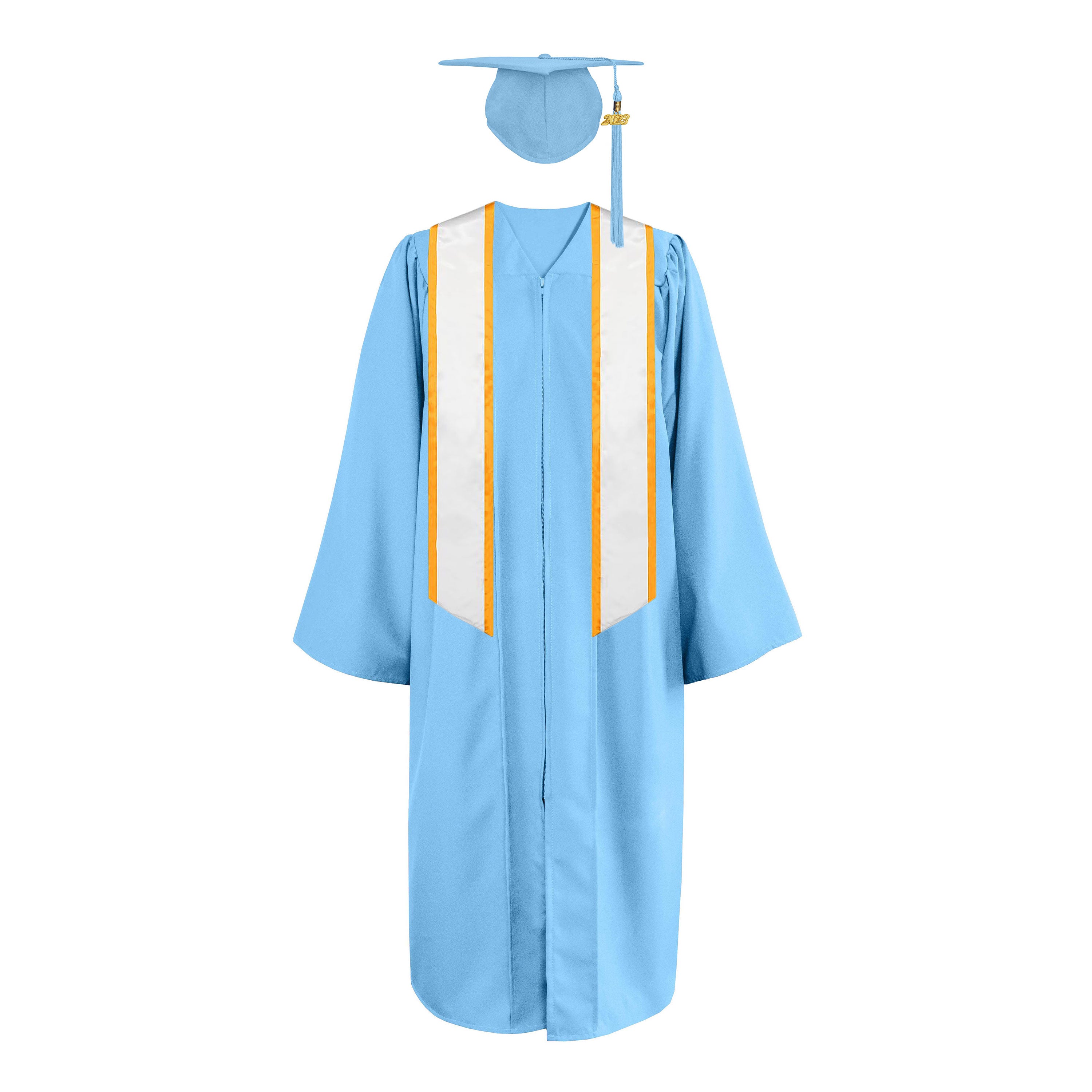 Matte Cap, Gown, Tassel ,Honor Stole Angled End with Trim 72”-CA graduation