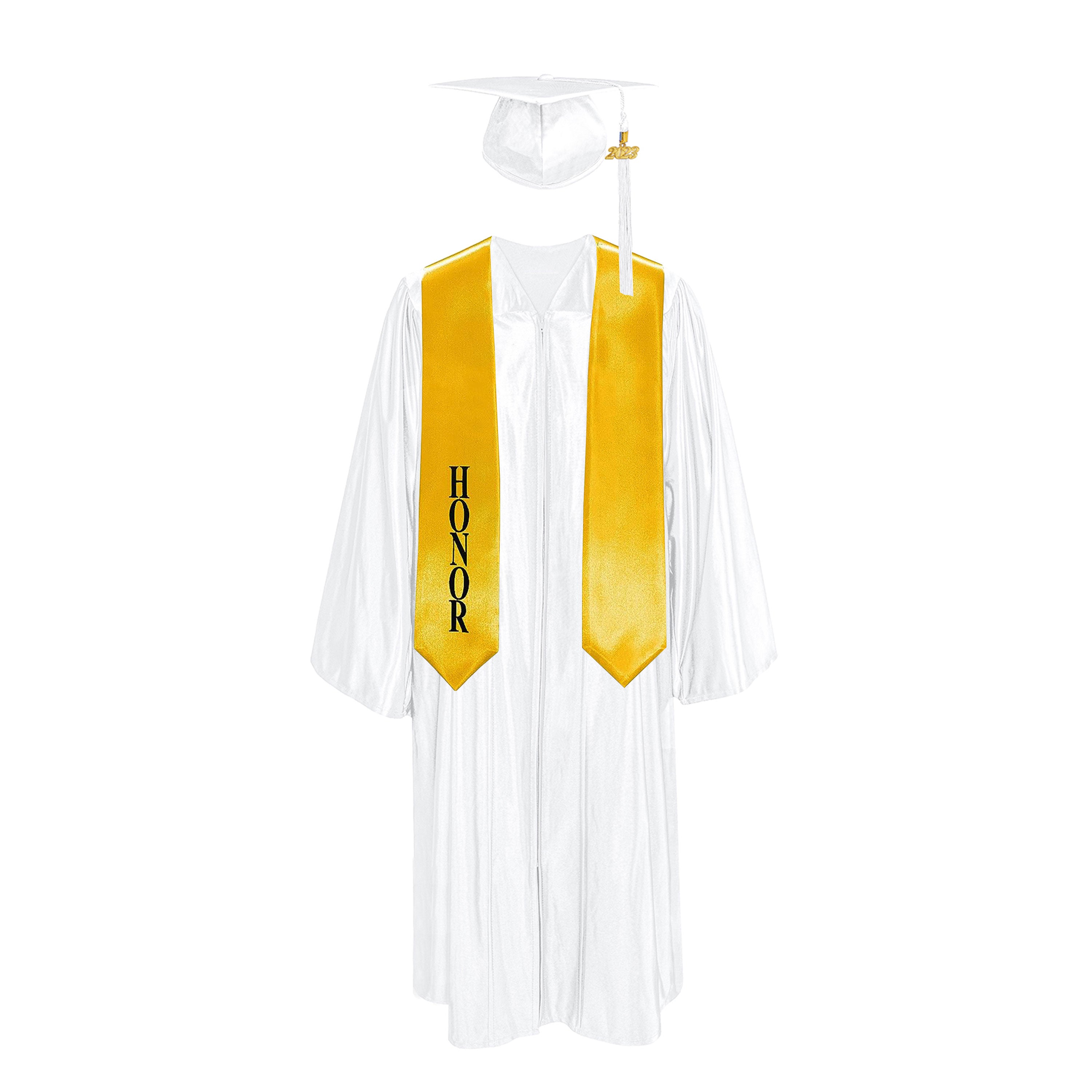 Shiny Cap With Tassel, Gown, & Honor Stole 60” Package| graduate graduation gown-CA graduation