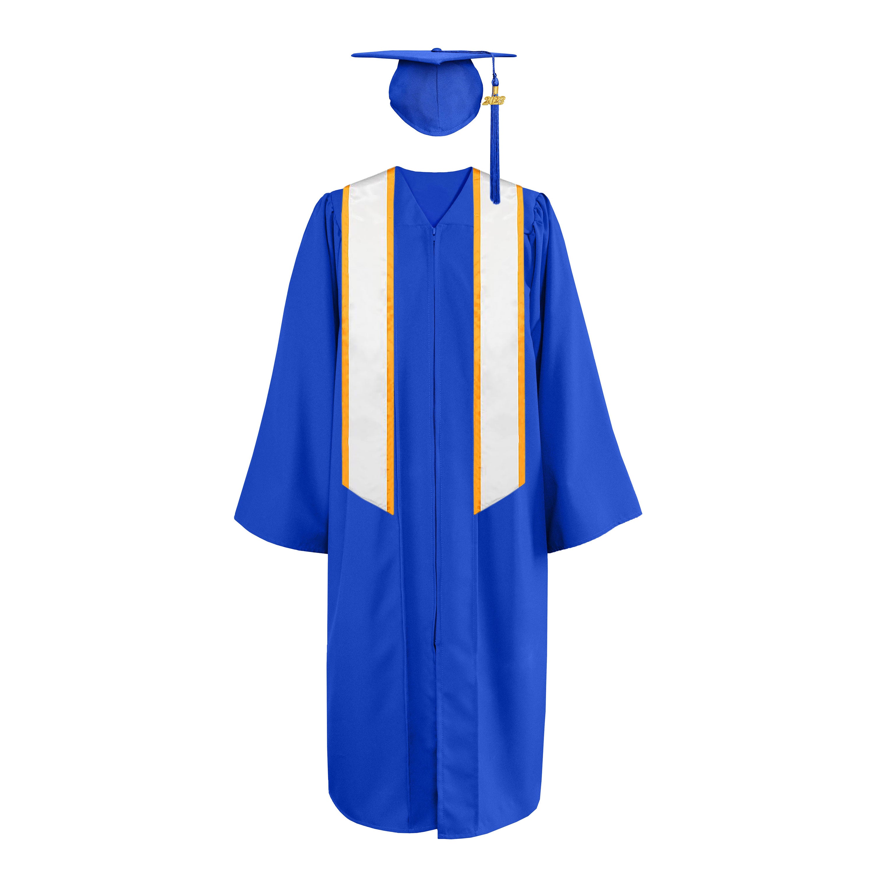 Matte Cap, Gown, Tassel ,Honor Stole Angled End with Trim 72”-CA graduation