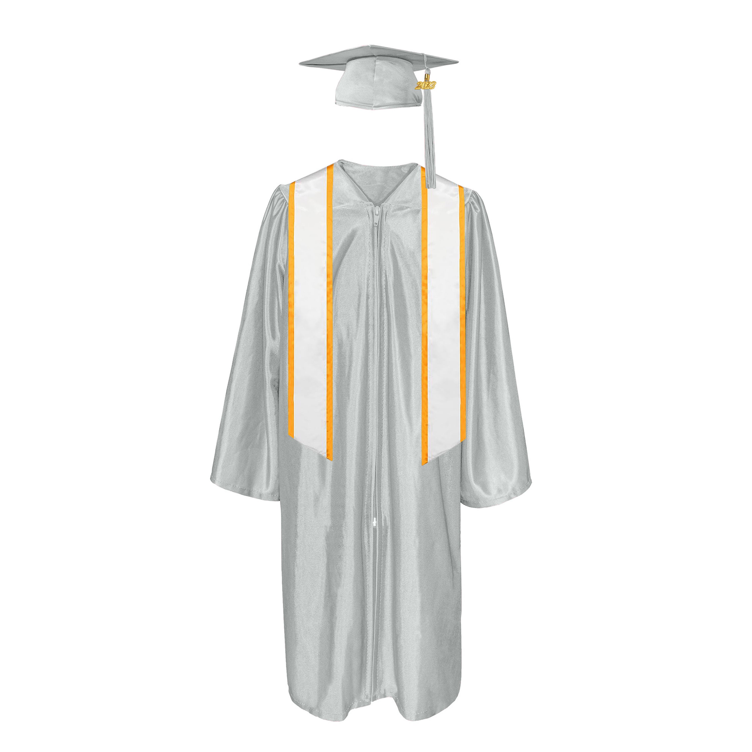 Shiny Cap With Tassel, Gown, Honor Stole Angled End with Trim 72”|graduate graduation gown-CA graduation