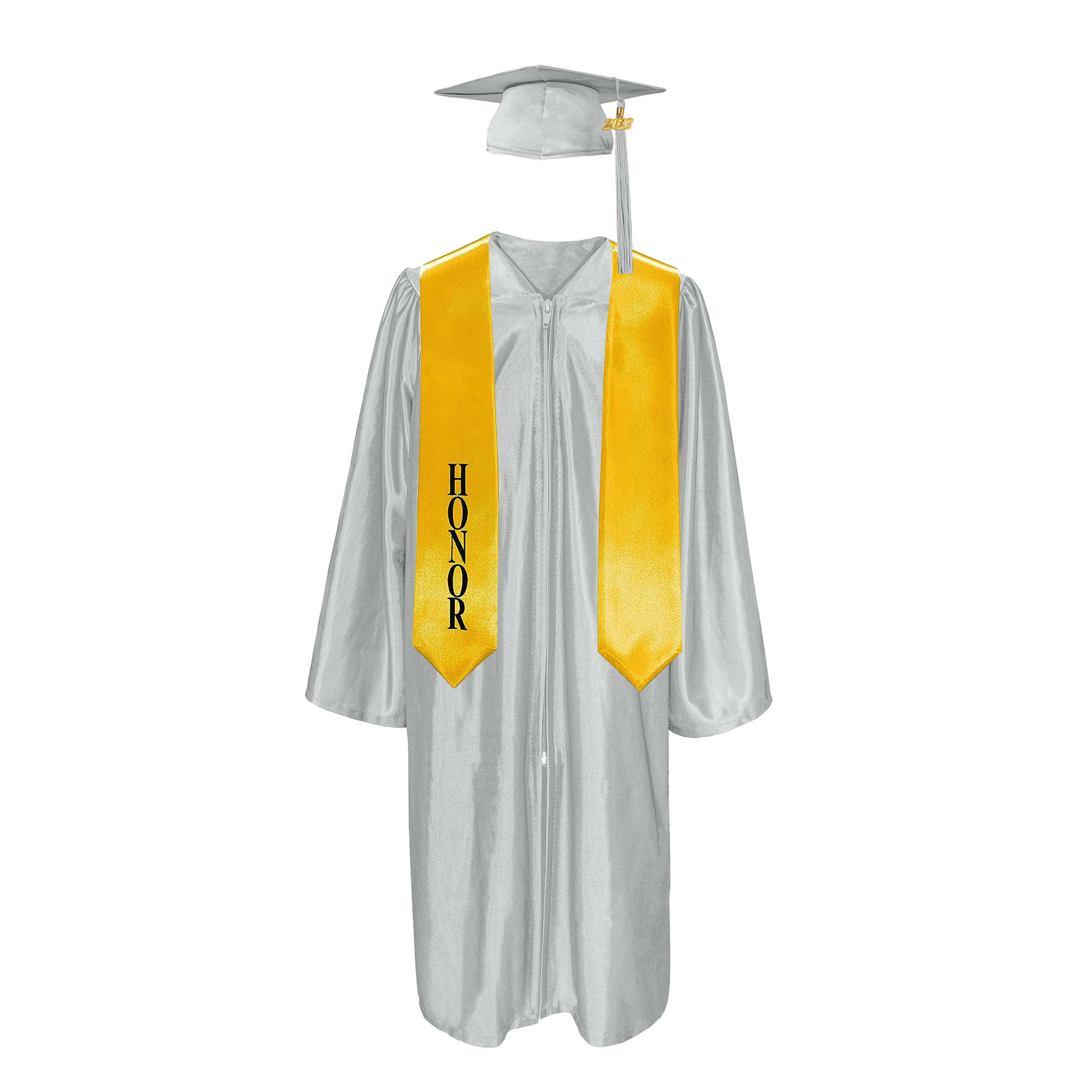 Shiny Cap With Tassel, Gown, & Honor Stole 60” Package| graduate graduation gown-CA graduation