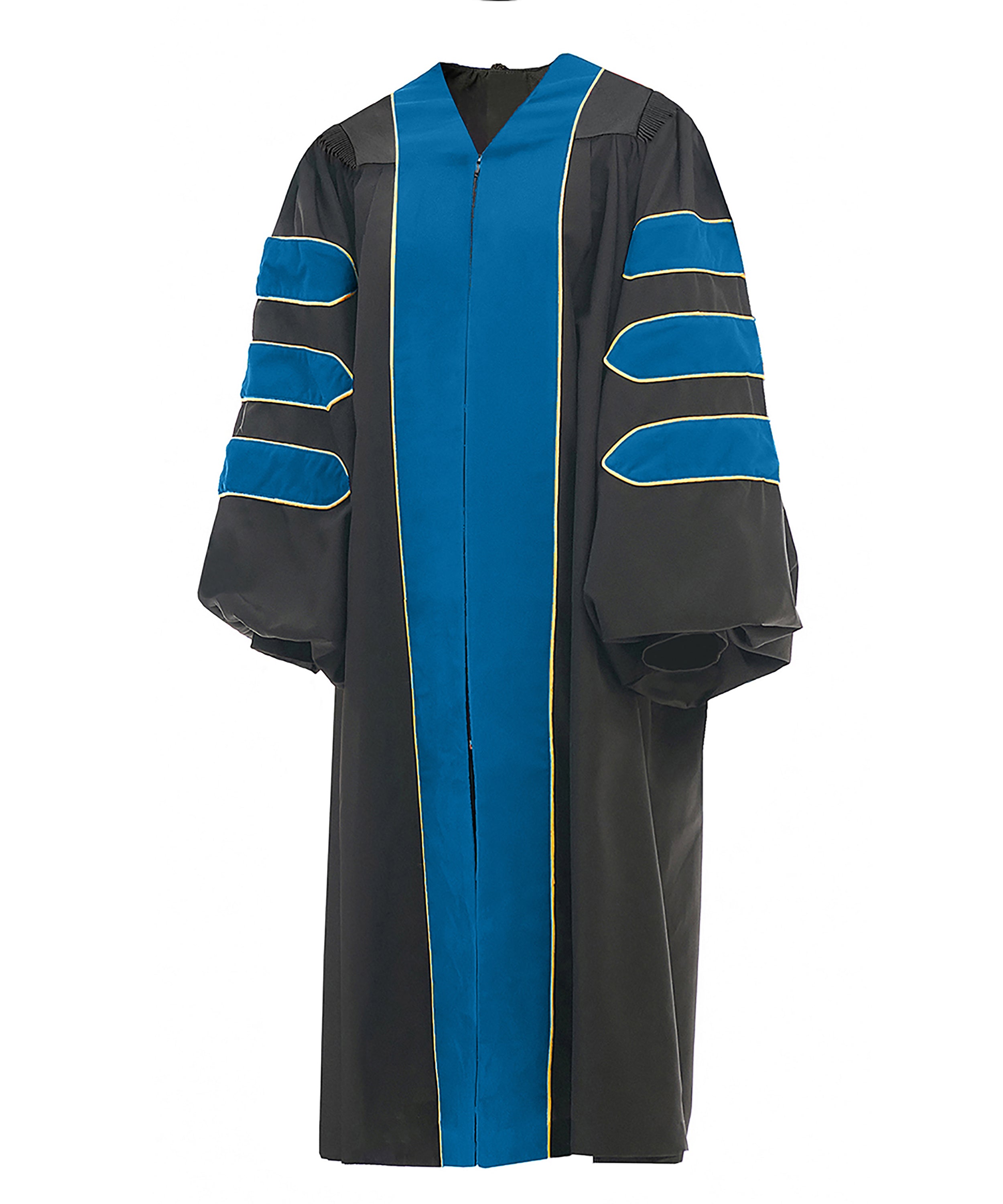 Deluxe Doctoral Graduation Gown/PHD Gown/Doctoral Regalia for Professor or Faculty with Gold Piping-CA graduation