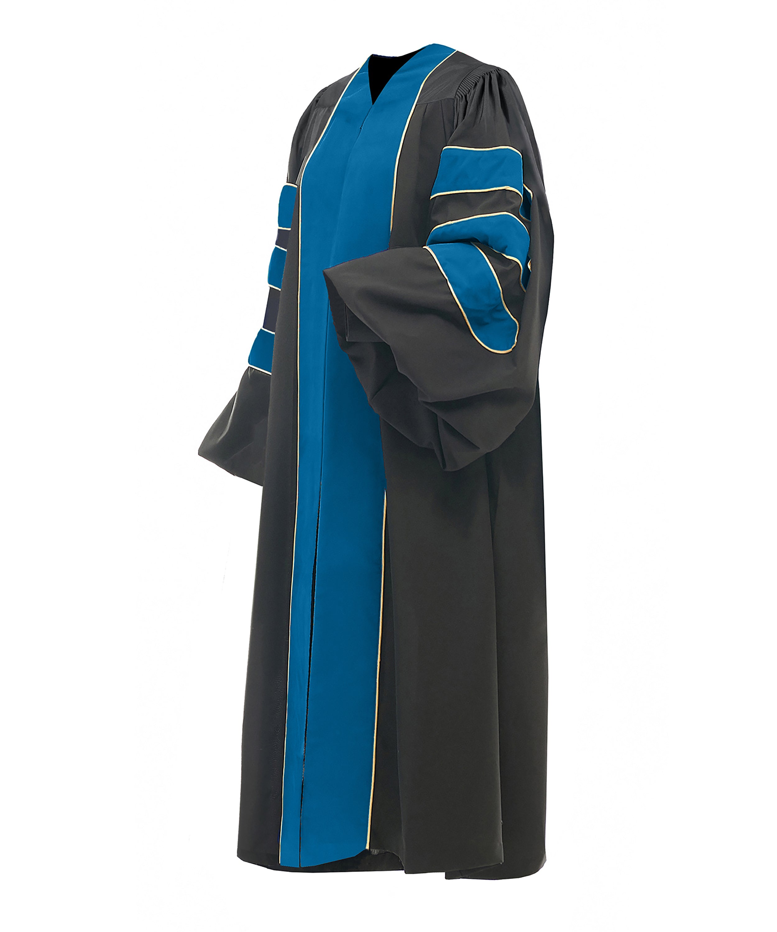 Deluxe Doctoral Graduation Gown/PHD Gown/Doctoral Regalia for Professor or Faculty with Gold Piping-CA graduation