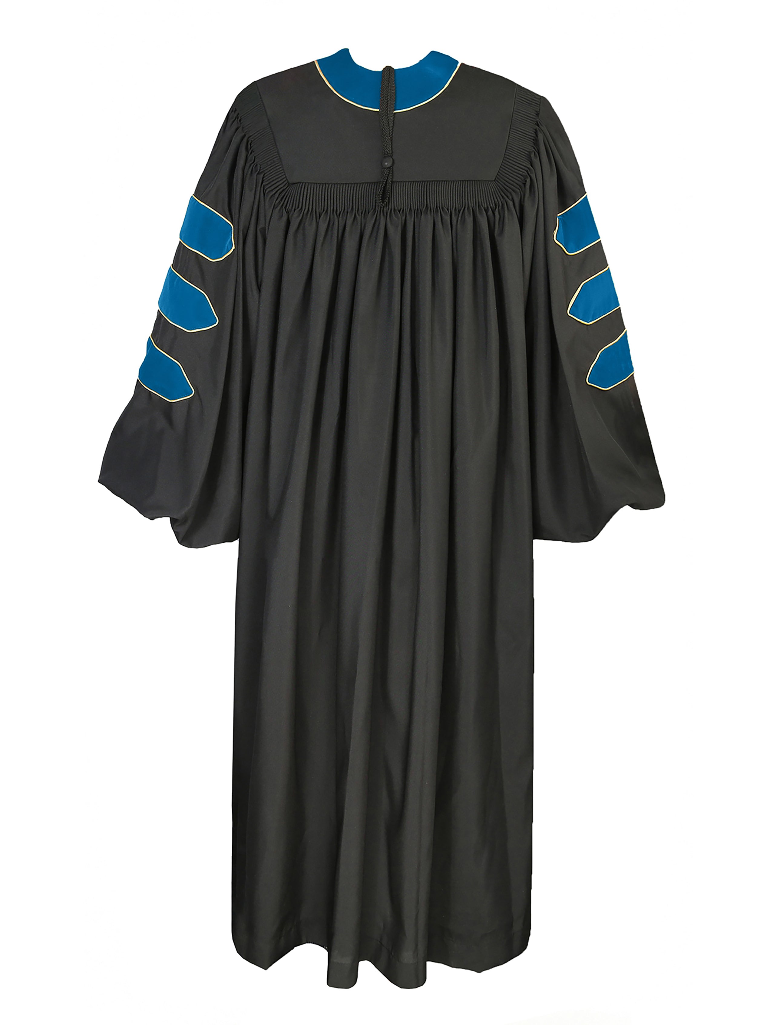 Deluxe Doctoral Graduation Gown/PHD Gown/Doctoral Regalia for Professor or Faculty with Gold Piping-CA graduation