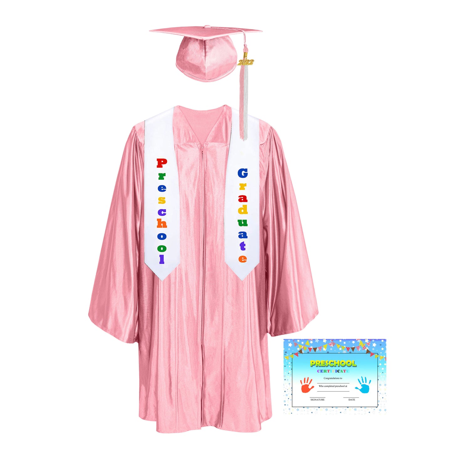 Shiny Kindergarten Graduation Colorful tassel Cap, Gown, Stole & Diploma Package|kindergarten cap gown-CA graduation