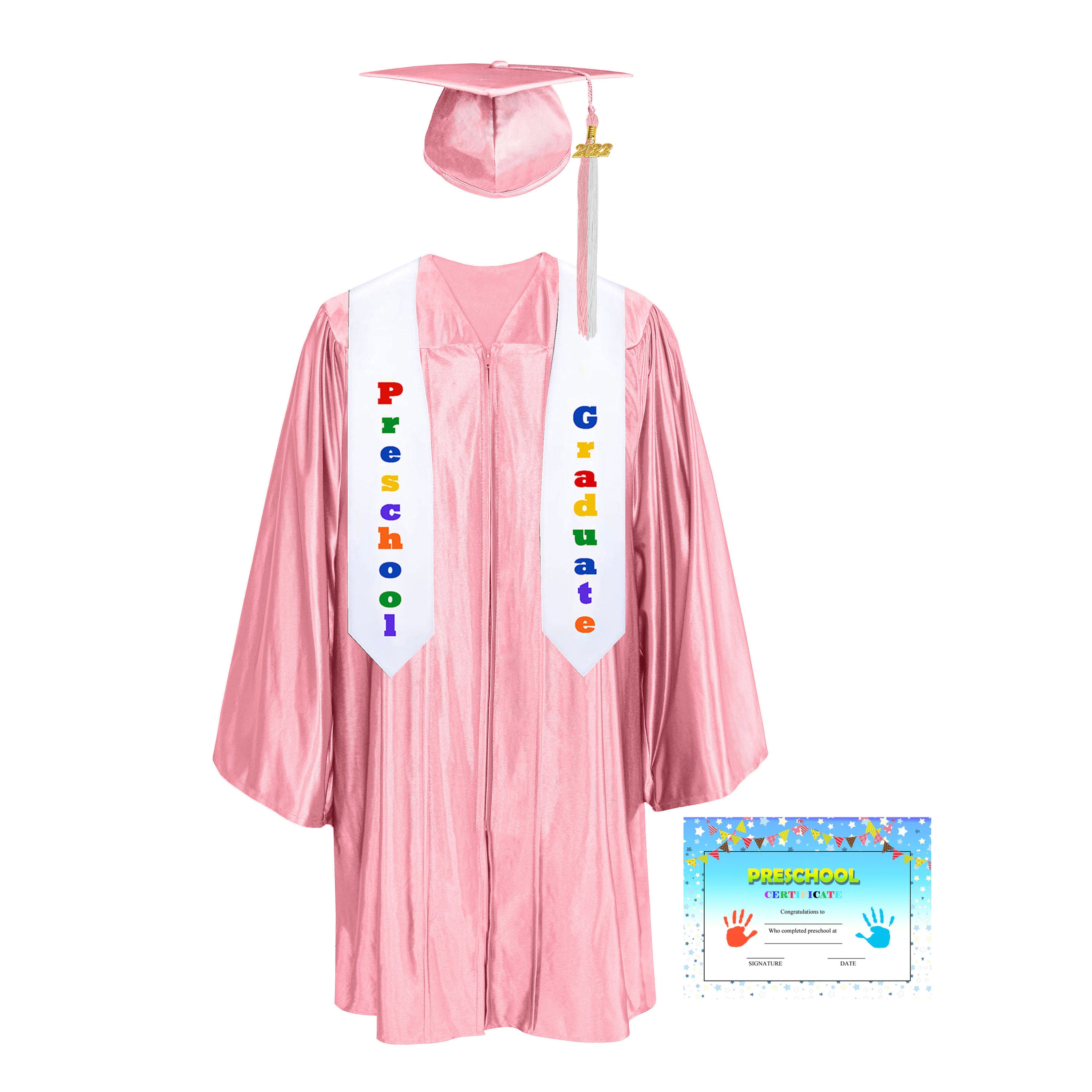 Shiny Kindergarten Graduation Colorful tassel Cap, Gown, Stole & Diploma Package|kindergarten cap gown-CA graduation