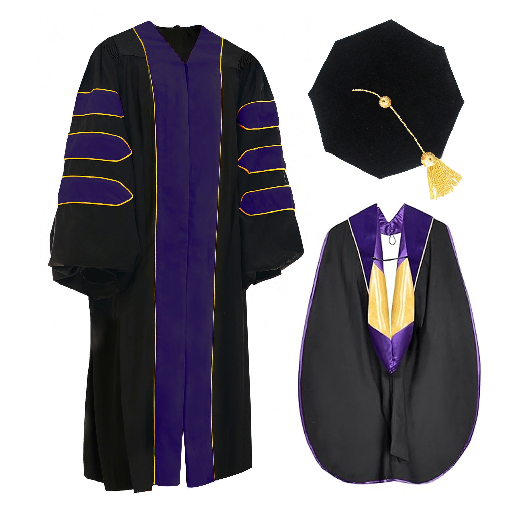 Deluxe Doctoral Graduation Gown / Doctoral Hood / Doctoral Tam Package-CA graduation