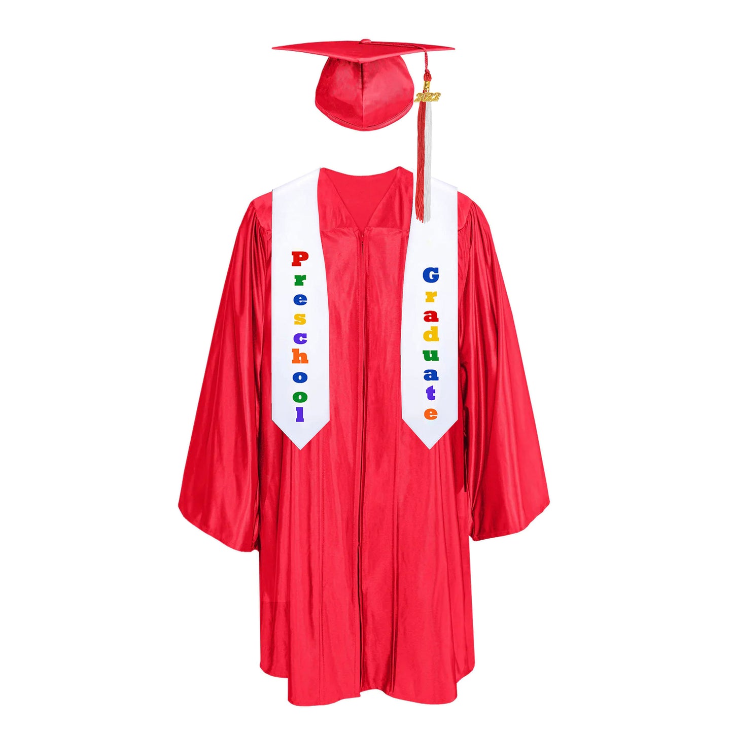 Graduation Kindergarten Gown and Caps with Colorful Tassels