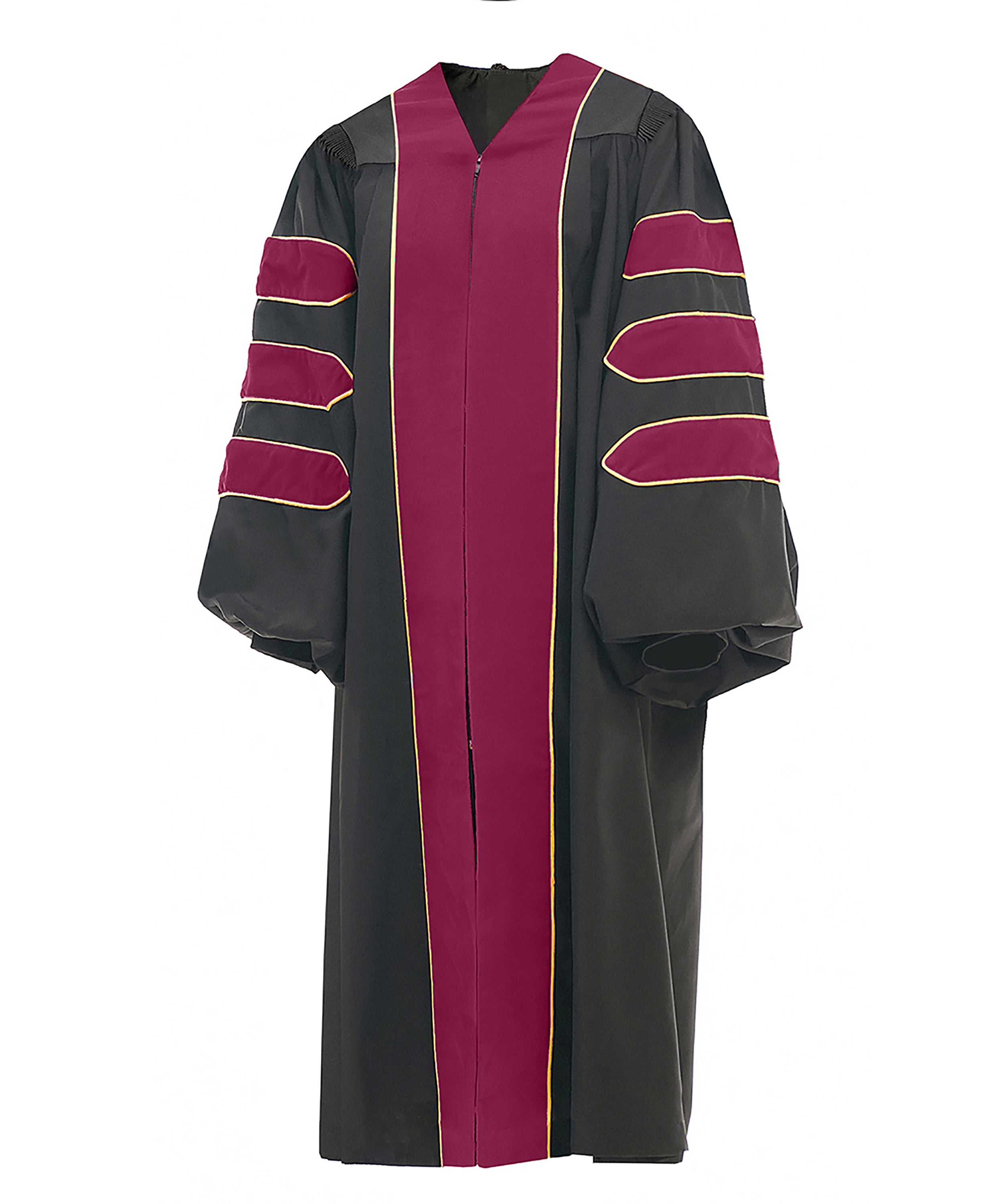 Deluxe Doctoral Graduation Gown/PHD Gown/Doctoral Regalia for Professor or Faculty with Gold Piping-CA graduation