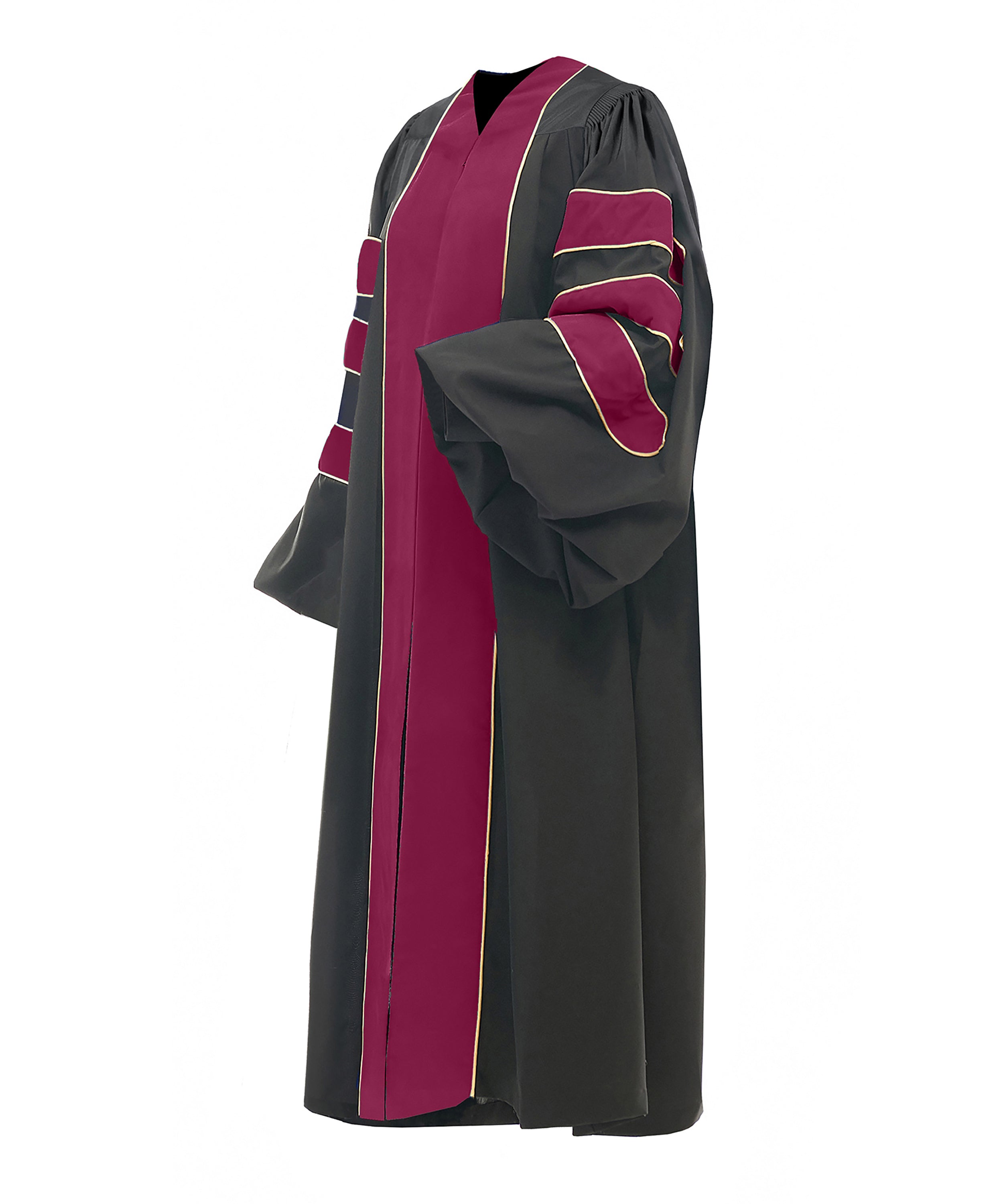 Deluxe Doctoral Graduation Gown/PHD Gown/Doctoral Regalia for Professor or Faculty with Gold Piping-CA graduation