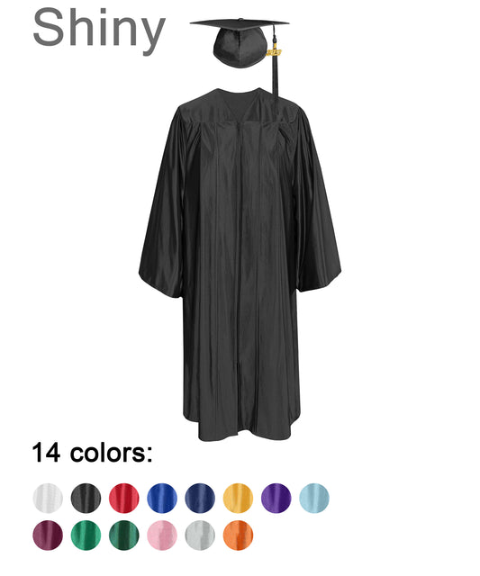 Shiny Graduation Gown & Cap with Tassel Charm 2023|2024 for Middle & High School | Bachelor Degree-CA graduation