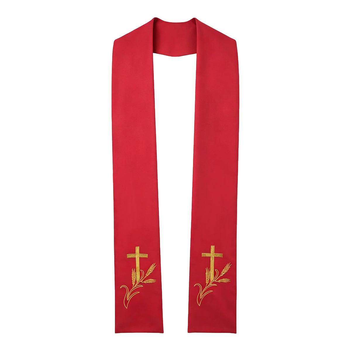 Custom Clergy Stole Embroidered with Gold Cross & Wheat Design, Church Priest Vestment-CA graduation